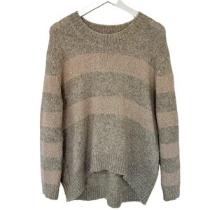 Kerisma Sweater Medium -Large Alpaca Blend Hi Low Hem Stripe Cozy Delicate